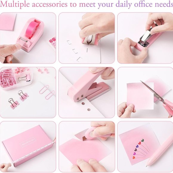 Desk Accessory Kit Cute Office Supplies Set Desktop Stapler Set - Picture 3 of 8